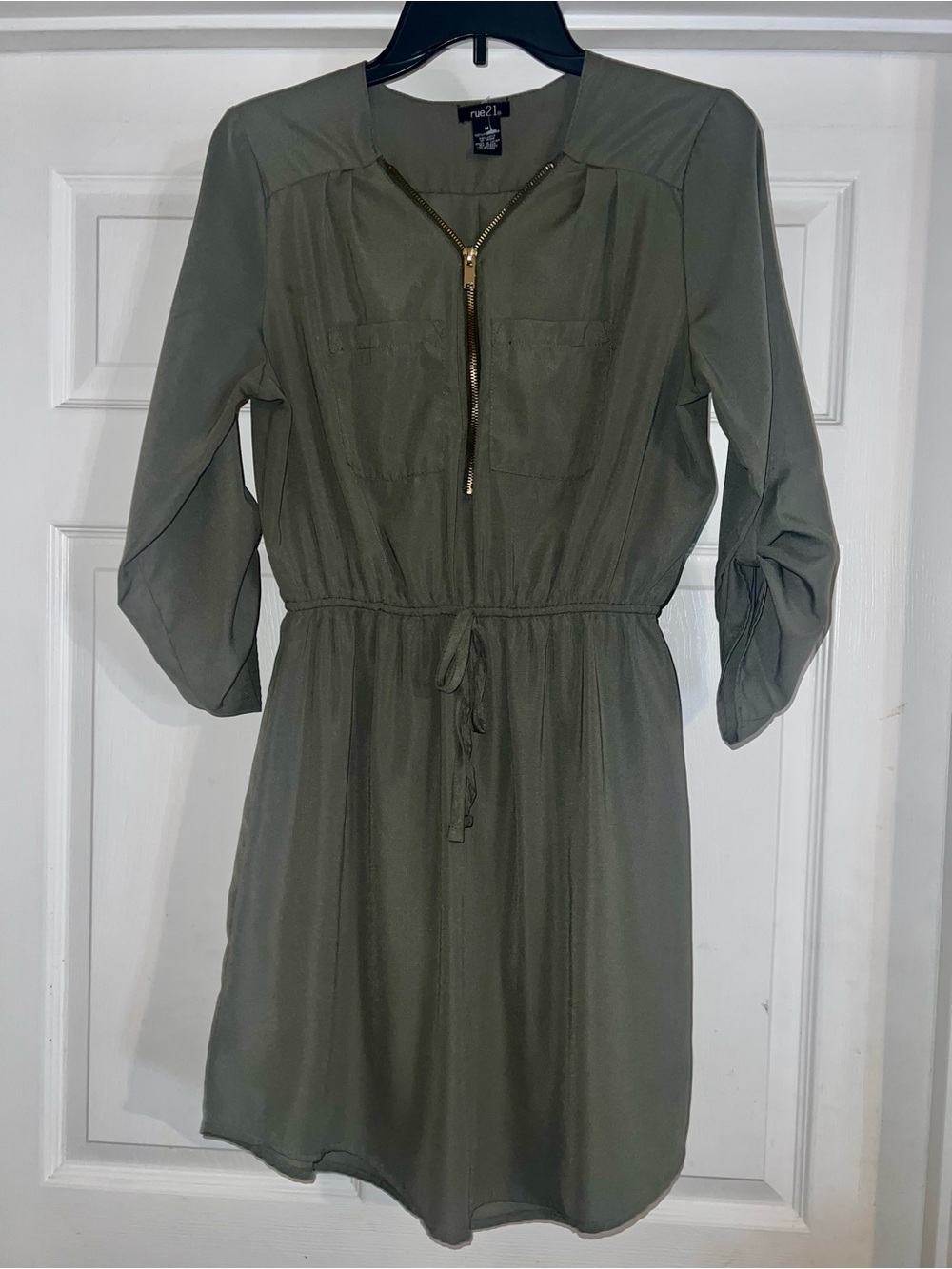 Rue21 Olive Elastic Waist Zip Front Dress